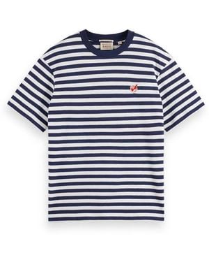 Scotch & Soda Core-the Free Spirit Peace Bird Striped T-shirt - Blue