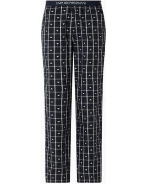 Emporio Armani Yard Dyed Woven Cotton Pajama Pants - Gray