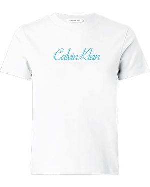 Calvin Klein Jeans Ss 20s Classic Logo Tee Lv047c854g Grafische T-shirts - Wit