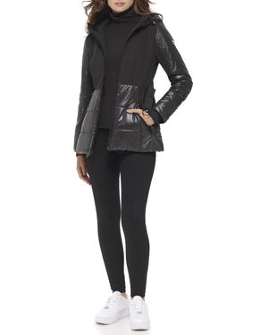 Guess Shoft Shell Belted Water Resistant Coat - Black