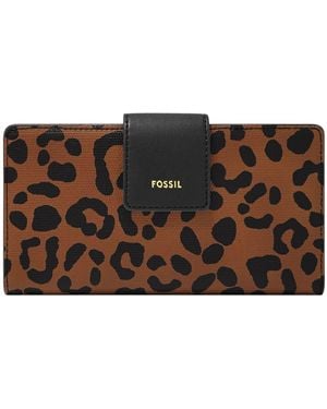 Fossil Logan Tab Clutch Leopard - Schwarz