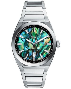 Fossil Everett Three-hand Date Stainless Steel Watch - Metallic