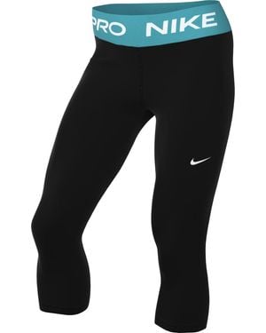 Nike Pro Verkorte leggings Met Middelhoge Tailleband En Mesh-inzetstuk Voor - Zwart