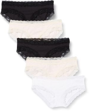 Iris & Lilly Intimo Hipster in Cotone e Pizzo Donna - Nero