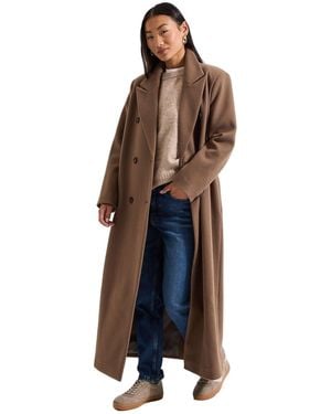 Dorothy Perkins Petite Maxi Length Double Breasted Coat - Brown