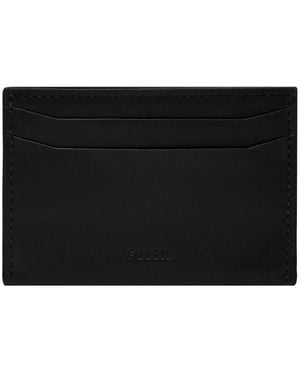 Fossil Westover Leather Card Case With Money Clip - Black
