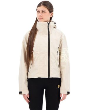 Superdry SD Windbreaker Jacke mit Kapuze und Stickerei Chateau Grau 44 - Natur