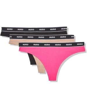 HUGO 3-pack Repeat Logo Cotton Stretch Thongs Knickers - Pink