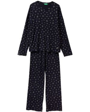 Benetton Pig(Maglia+Pant) 3A5S3P047 Set di Pigiama - Blu