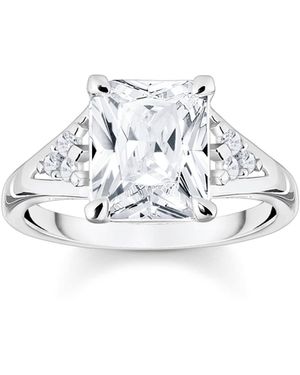Thomas Sabo Ring weißer Stein Silber Recyceltes 925 Sterling Silber Zirkonia - Mettallic