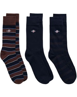 GANT Shield Tie Stripe Socks 3-pack Gb - Blue