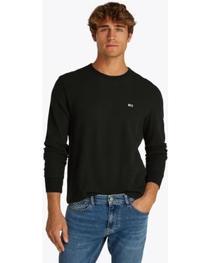 Tommy Hilfiger Tjm Slim Waffle Ls Tee Ext Dm0dm20688 L/s T-shirt - Black