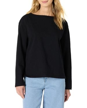 Amazon Essentials 100% Cotton Heavyweight Long-sleeve Boatneck Top - Black