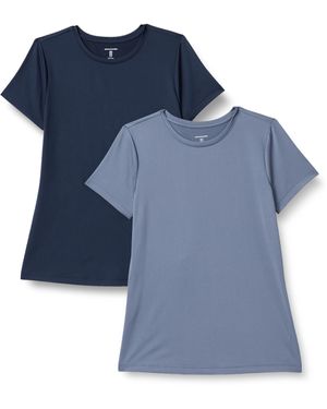 Amazon Essentials T-Shirt Girocollo a iche Corte Elasticizzata Tecnica Donna - Blu
