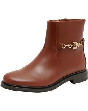Tommy Hilfiger Th Ketting Lederen Lage Bootie - Bruin