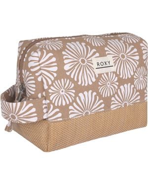 Roxy S Misty Jetties Travel Cube | Makeup Bag | Toiletries | Storage Case | Vacation | Small | Floral | Tropical | Portabella - Pink