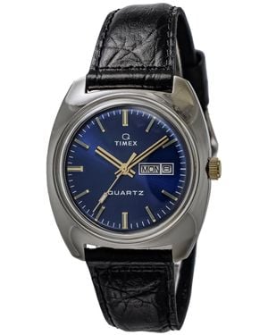 Timex Q Q -Armbanduhr Quarzuhr Wasserdicht bis 5 ATM Kunststoff Navy Zifferblatt Edelstahl TW2W44800 - Blau