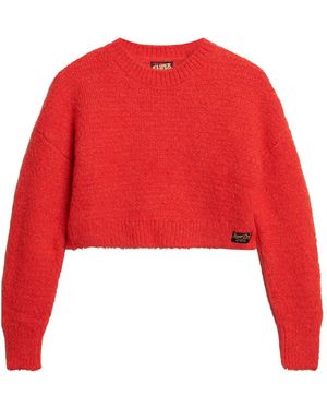 Superdry Vintage Textured Crop Knit W6110527A Fire Sky Orange Talla 12 - Rojo