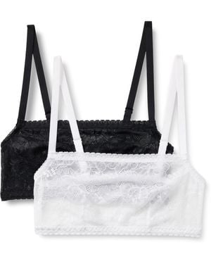Amazon Essentials Stretch-Bralette mit quadratischem Ausschnitt und Spitze - Weiß