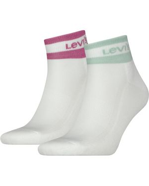 Levi's Mid Cut Sport Stripe Quarter Sock - White