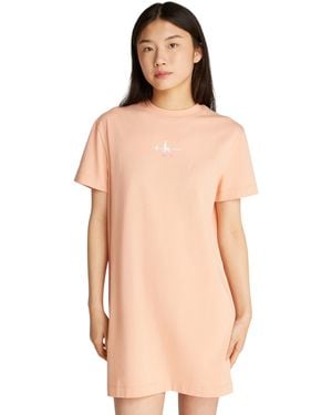 Calvin Klein Robe T-Shirt Gradient Monologo Tee Courte - Orange