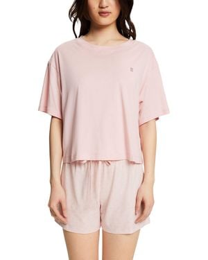 ESPRIT Damen Sweatshirt-Pyjamaoberteil – Lässiges Langarmshirt Mit Kanguratasche, Aus Atmungsaktivem Material