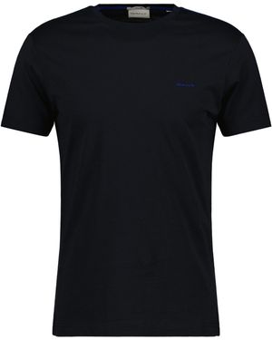 GANT Maglietta a iche Corte con Logo a Contrasto - Nero