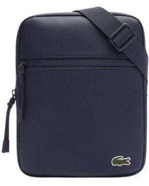 Lacoste Lcst Masculino Crossover Bag Petit Piqué Medium Zipper Crossbody Bag - Blue