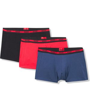 HUGO 3 Pack Bold Logo Cotton Stretch Trunks - Blue
