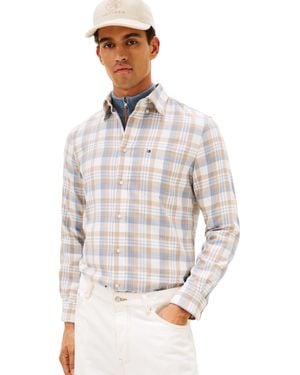Tommy Hilfiger Long Sleeve Checked Regular Fit - White