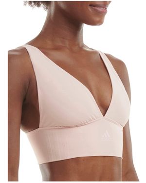 adidas Smicro-stretch Lounge Bra—seamless Comfort & Supportpeach Whipx-large - Natural