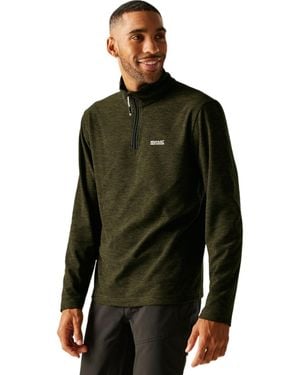 Regatta Hombre Thompson jaspeado media cremallera forro polar anti-pilling secado rápido Winter Layer top - Verde