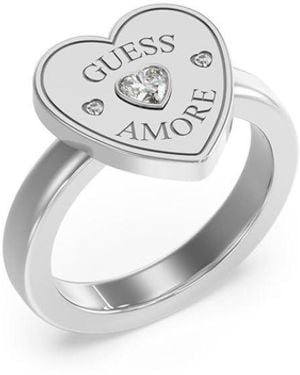 Guess Silberner Amore-Ring aus Edelstahl - Weiß