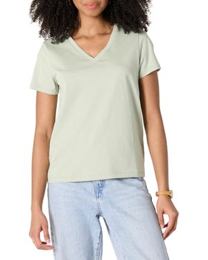 Amazon Essentials T-Shirt con Scollo a V a ica Corta - Verde
