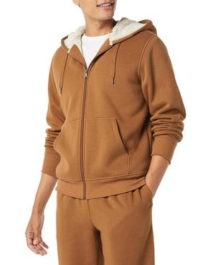 Amazon Essentials Sudadera con capucha de forro polar y cremallera completa - Marrón