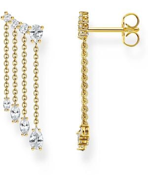 Thomas Sabo Gold Plated Waterfall Earrings With White Stones - Metallic