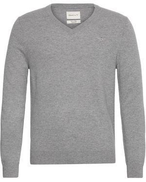 GANT Extrafine Lambswool V-Neck - Grau