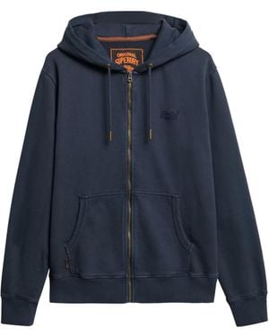 Superdry Washed Essential Hooded Jacket With Logo - Blue