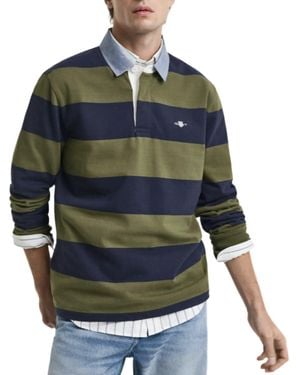 GANT Reg Chambray Stripe Heavy Rugger Polo Shirt - Blue