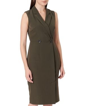 Dorothy Perkins Khaki Wrap Tux Dress Knee-length A-line Party Dress - Green