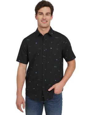Quiksilver Premium Soft Cotton Short Sleeve Button Down Woven Shirt - Black