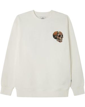 Springfield Zijde T-shirt Met Doodskop-print - Wit