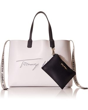 Tommy Hilfiger Iconic Tommy Signature Cabas Blanc - Multicolore