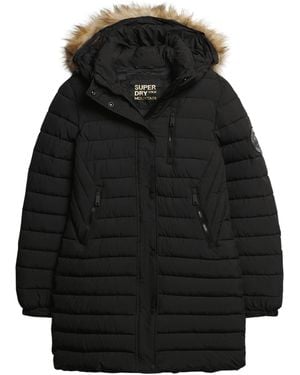 Superdry Fuji Hooded Mid Length Puffer Veste - Noir