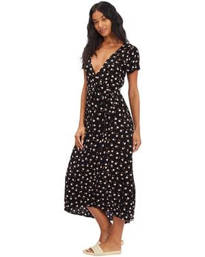 Billabong Womens Wrap Front Midi Length Casual Dress - Black