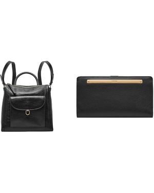 Fossil Parker Black Leather Bag And Liza Wallet