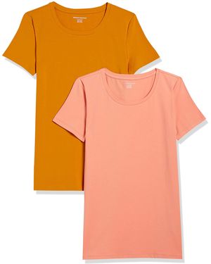 Amazon Essentials T-Shirt Girocollo a iche Corte con Vestibilità Classica Donna - Arancione