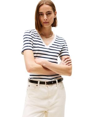 Tommy Hilfiger Slim Cody V-nk Ss Ww0ww40584 S/s T-shirt - Zwart