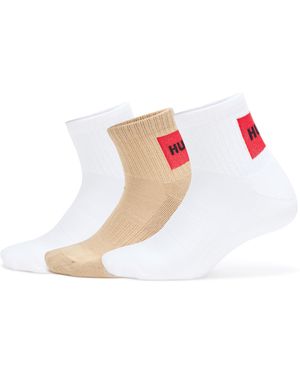 HUGO 3-pack Short Ribbed Label Socks - White