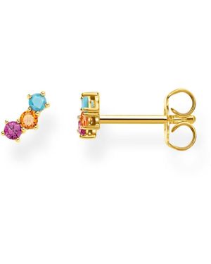 Thomas Sabo Ladies Single Stud Earrings Coloured Stones Gold 925 Sterling Silver - Multicolour